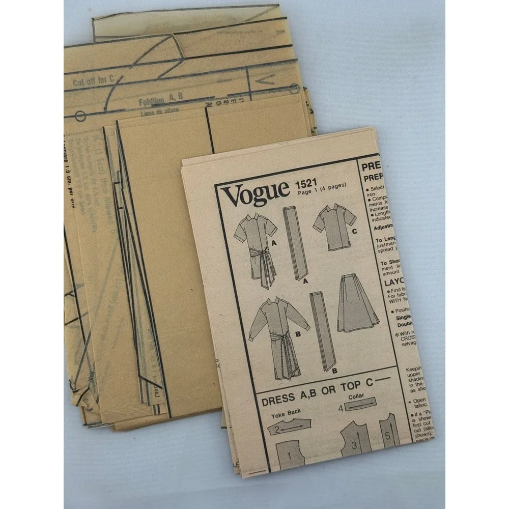 Vogue Perry Ellis 1521 Sewing Pattern Women Size 8 Multi Good Dress Skirt Top